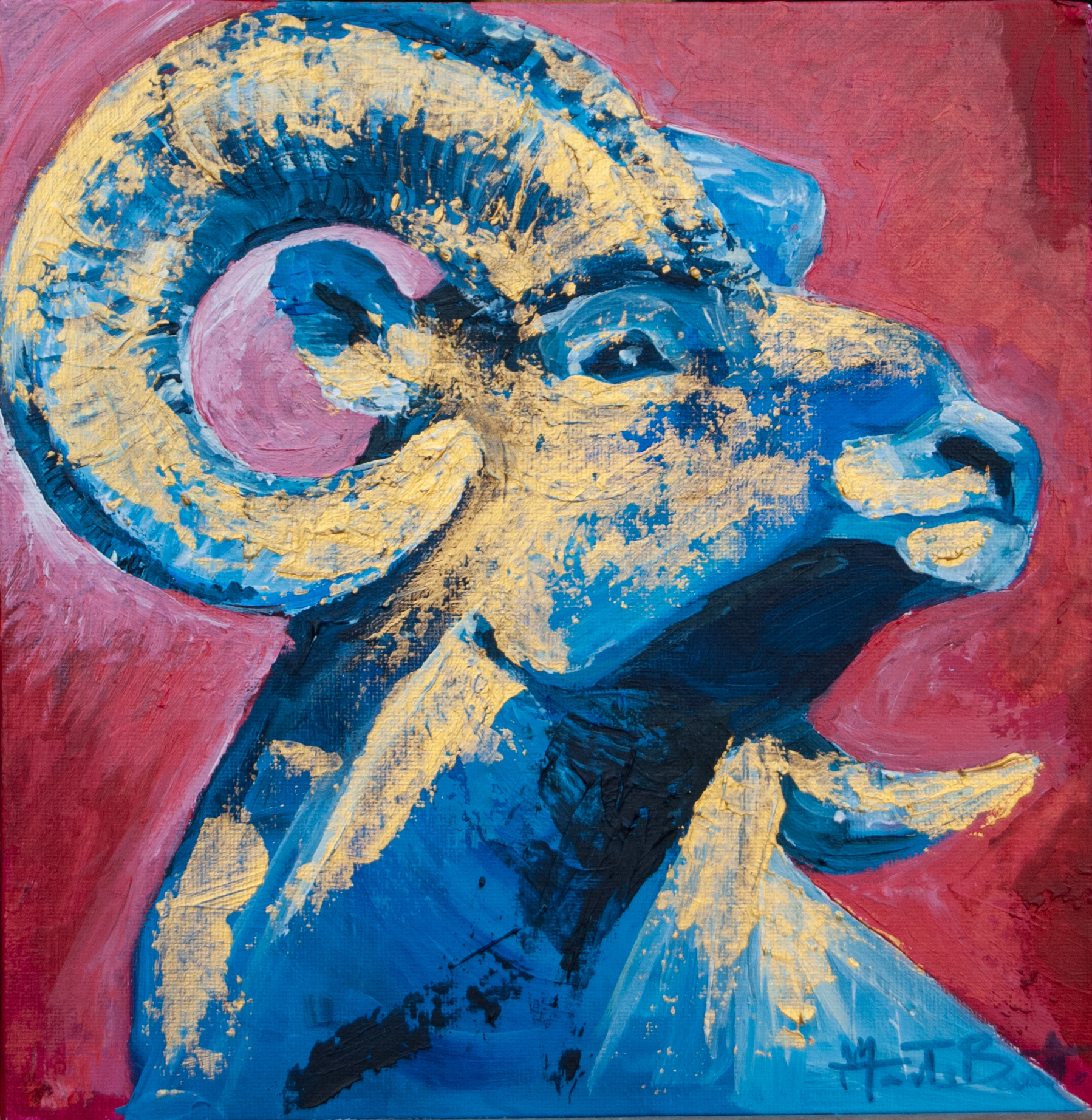 ariete 25x25cm 2025 acrilico su cartone telato 70€